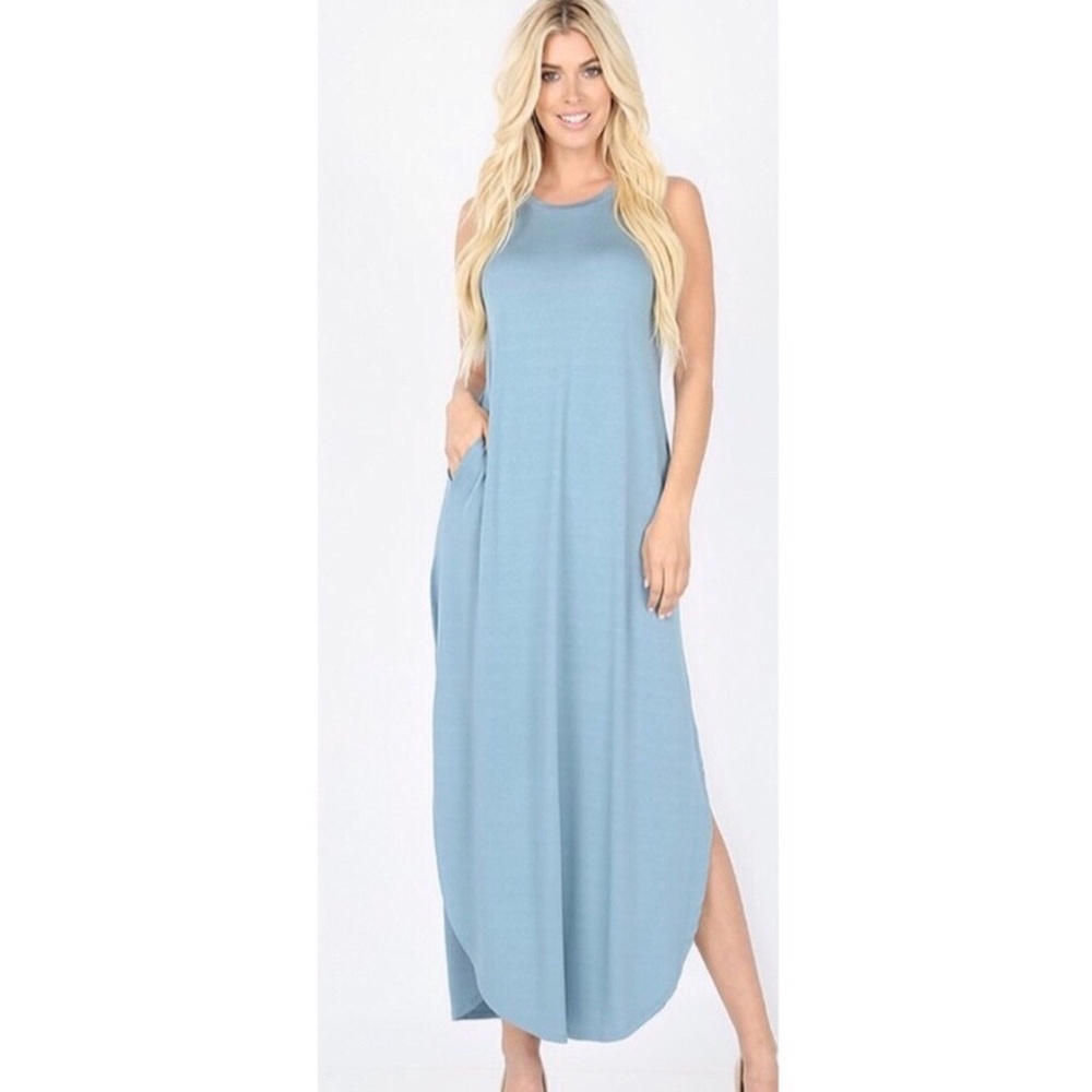 Last✨Steel Blue Maxi Dress